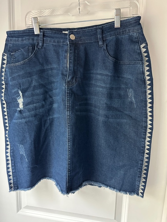 Agnes Orinda Dresses & Skirts - Agnes Orinda Denim Skirt with Side Trim